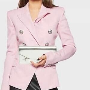 New TORY BURCH Kira Gold Metallic Leather Envelope Clutch Evening Handbag